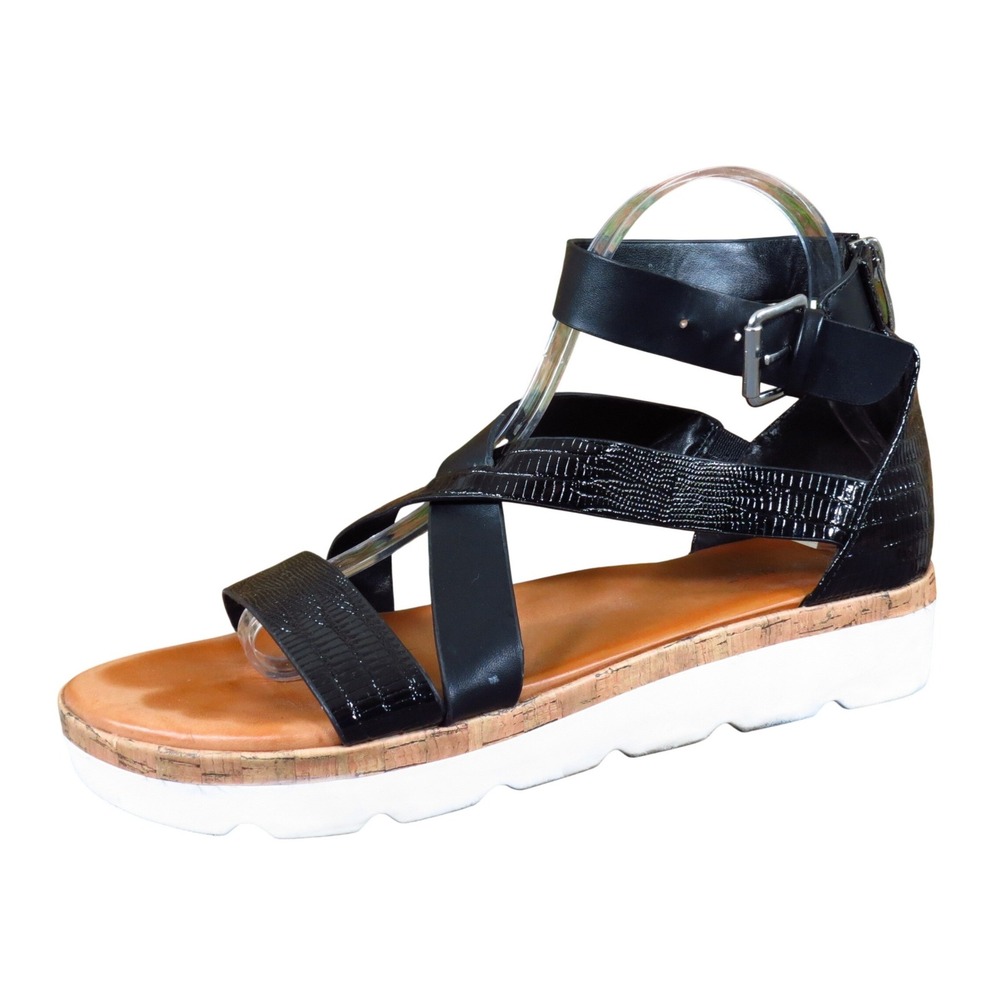 Nine West Beeme3 Women Platform Sandal Size 8.5 M Casual Walking Black Synthetic